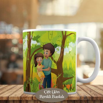 25338 Ormanda Eğlenen Baba ve Kız Kupa Bardak