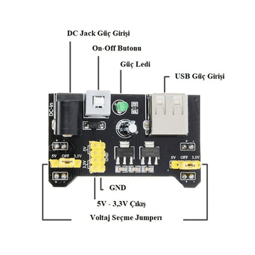 3.3V/5V Breadboard Güç Kartı