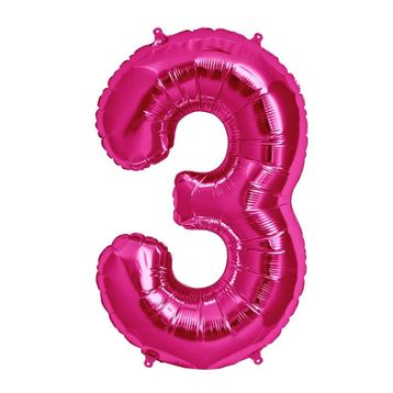 3 Rakamı Pembe 100 cm Folyo Balon