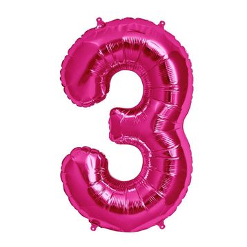 3 Rakamı Pembe 100 cm Folyo Balon
