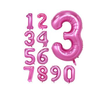 3 Rakamı Pembe 100 cm Folyo Balon