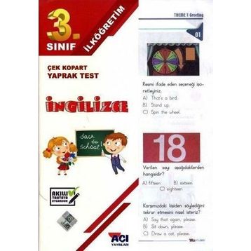 3.Sınıf İngilizce Çek Kopart Yaprak Test Açı Yayınları