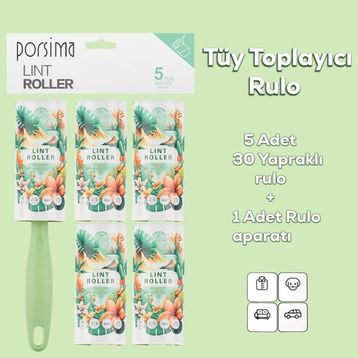 3107 4 Adet Yedek Rulo Yeşil Kedi Köpek Tüy Toplayıcı Rulo