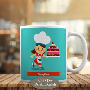 3446-208 Pasta Yapan Sevimli Kız Kupa Bardak
