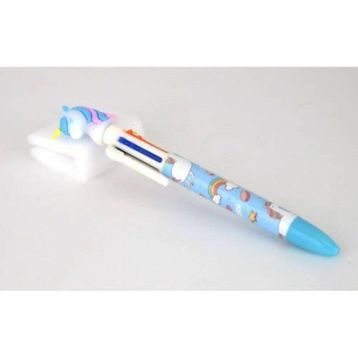 3A Mavi Unicorn Başlıklı 6 Renkli Tükenmez Kalem