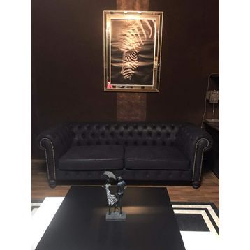 3A Mobilya Black Nubuk Chesterfield