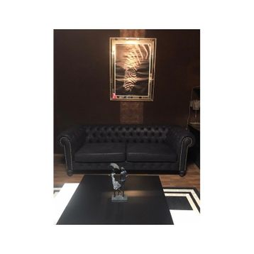 3A Mobilya Black Nubuk Chesterfield