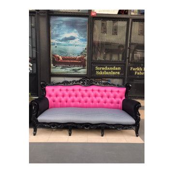 3A Mobilya Black & Pink Kanepe