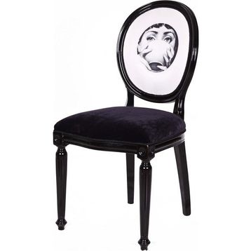3A Mobilya Fornasetti Siyah Sandalye
