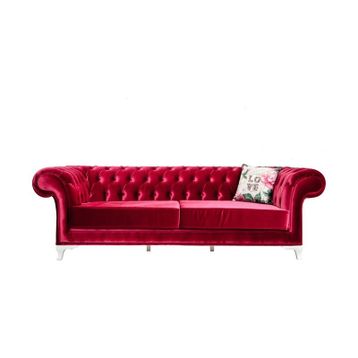 3A Mobilya Nar Çiçeği Kırmızı Chesterfield