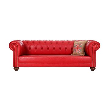 3A Mobilya Red Leather Chesterfield