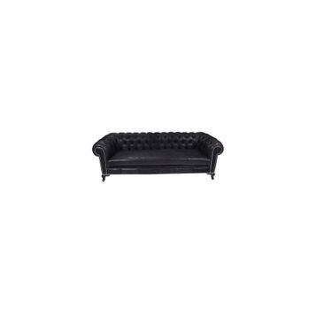 3A Mobilya Siyah 230x90x80 cm Nubuk Kanepe