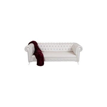 3A Mobilya White Leather Beyaz Chesterfield