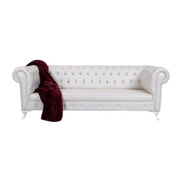 3A Mobilya White Leather Beyaz Chesterfield