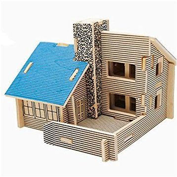 3D Ahşap Mavi Ev Puzzle