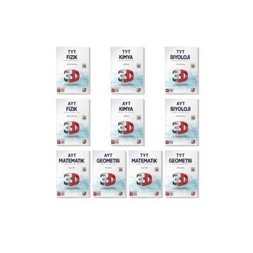 3D Yayınları 3d 2023 Tyt Ayt Matematik Geometri Fizik Kimya Biyoloji Soru Bankası Seti 10 Kitap