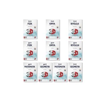 3D Yayınları 3d 2023 Tyt Ayt Matematik Geometri Fizik Kimya Biyoloji Soru Bankası Seti 10 Kitap