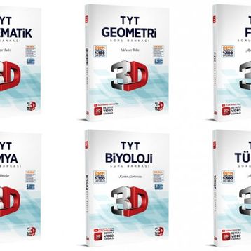 3D Yayınları 6 Kitap Bir Arada TYT Tüm Dersler Soru Bankası Seti