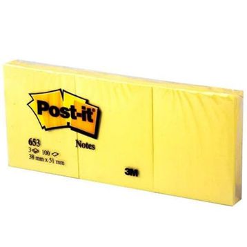 3M 653-TFEN Post It 38x51 mm 12'li 100 Yaprak Yapışkanlı Not Kağıdı