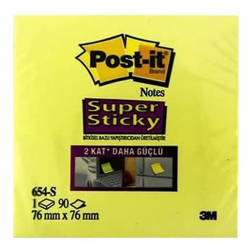 3M Post-It Super Sticky 654S 90 Yaprak Kanarya Sarısı Not Kağıdı