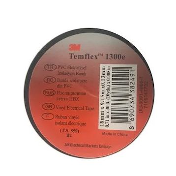 3M Temflex İzole 18mm 1300E Siyah Elektrik Bandı
