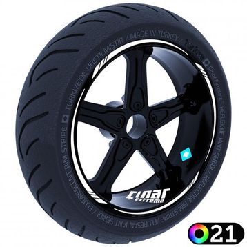 4 Parçalı Keskin Jant Şeridi Sticker Reflektif & Floresan Renkler Çınar Extreme