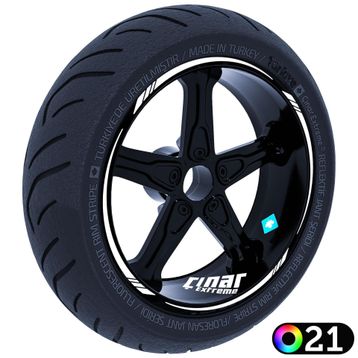 4 Parçalı Keskin Jant Şeridi Sticker Reflektif & Floresan Renkler Çınar Extreme