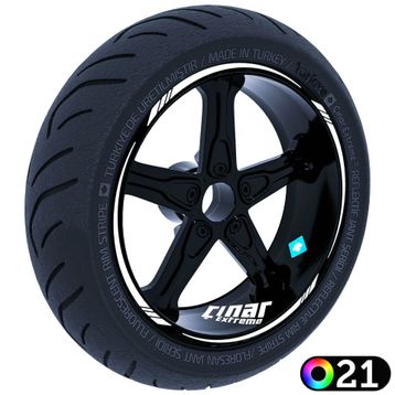 4 Parçalı Keskin Jant Şeridi Sticker Reflektif & Floresan Renkler Çınar Extreme