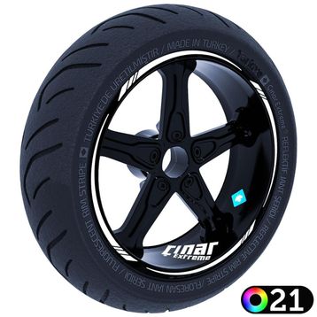 4 Parçalı Keskin Jant Şeridi Sticker Reflektif & Floresan Renkler Çınar Extreme