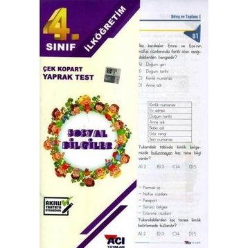 4. Sınıf Sosyal Bilgiler Çek Kopart Yaprak Test - Açı Yayınları