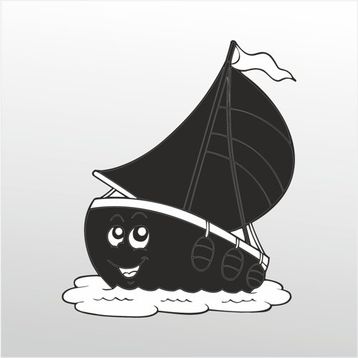 40 cm Gülen Tekne Folyo Sticker