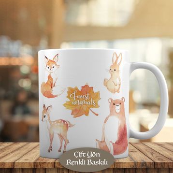41098-35 Sevimli Hayvanlar Çizimi Kupa Bardak