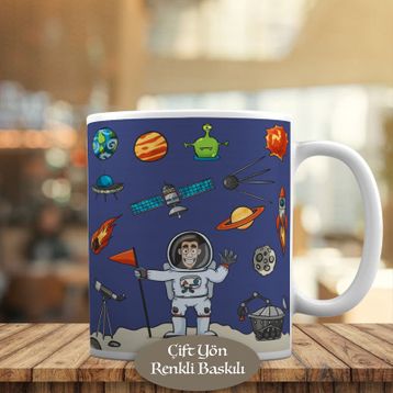 4754 Uzaydan El Sallayan Astronot Baskılı Kupa Bardak