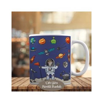 4754 Uzaydan El Sallayan Astronot Baskılı Kupa Bardak