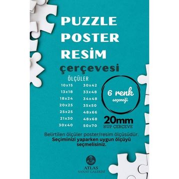 48x66 Beyaz Antireflekte Mat Pvcli Camsız Puzzle Çerçevesi