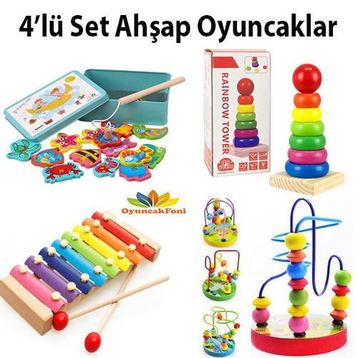 4'in 1 Set Eğitici Ahşap Oyuncaklar