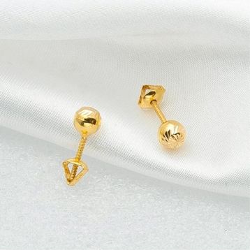 5 mm Vidalı 22 Ayar Top Altın Küpe
