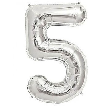 5 Rakam Gümüş 100 cm Folyo Balon