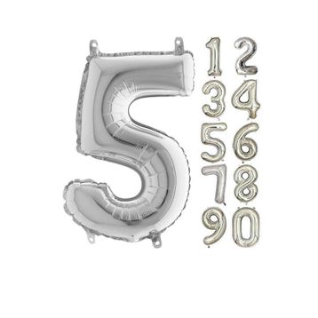 5 Rakam Gümüş 80 cm Folyo Balon