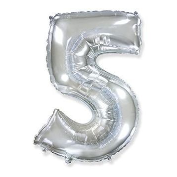 5 Rakam Gümüş 80 cm Folyo Balon