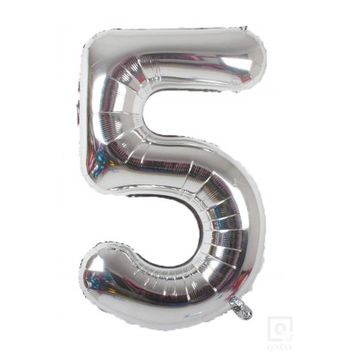 5 Rakam Gümüş 80 cm Folyo Balon