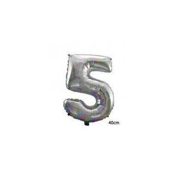 5 Rakamı Gümüş 40 cm Folyo Balon