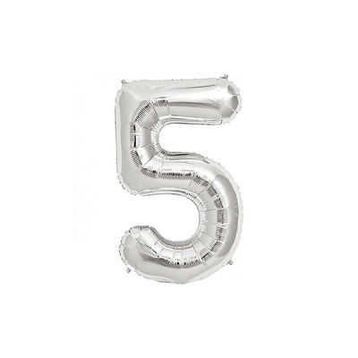 5 Rakamı Gümüş 40 cm Folyo Balon