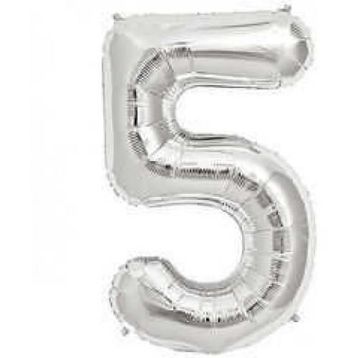 5 Rakamı Gümüş 40 cm Folyo Balon