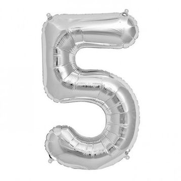 5 Rakamı Gümüş 40 cm Folyo Balon