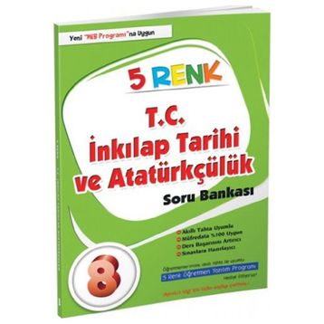 5 Renk Yayınları 8.Sınıf İnkılap Tarihi Ve Atatürkçülük Soru Bankası