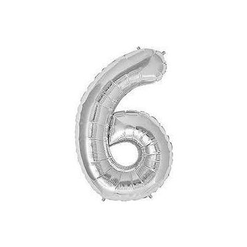 6 Rakam Gümüş 40 cm Folyo Balon