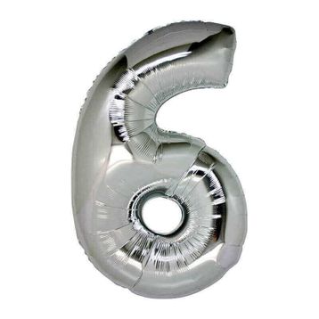 6 Rakam Gümüş 40 cm Folyo Balon