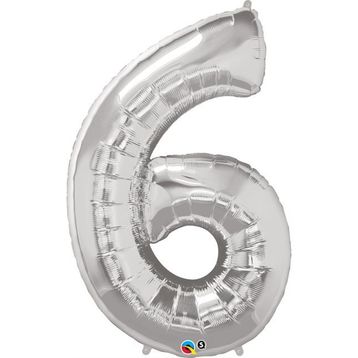 6 Rakam Gümüş 40 cm Folyo Balon