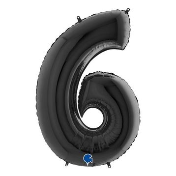 6 Rakam Siyah 100 cm Folyo Balon